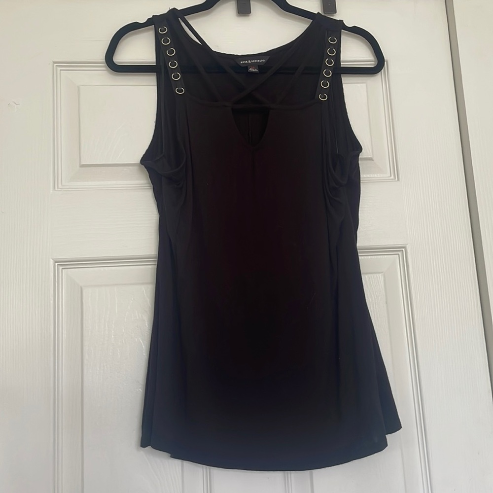 Rock & Republic criss cross neck tank top